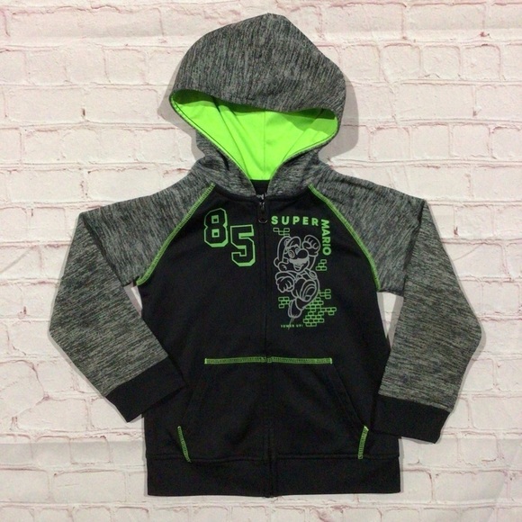jumping beans Other - Jumping Beans Fleece Super Mario Black and Green Hoodie - Size 6